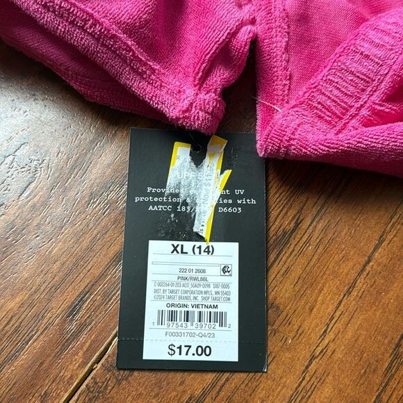 NWT Art Class XL (14) Solid Pink Terry Cover Up Dress Swim Cut Out - Picture 6 of 6